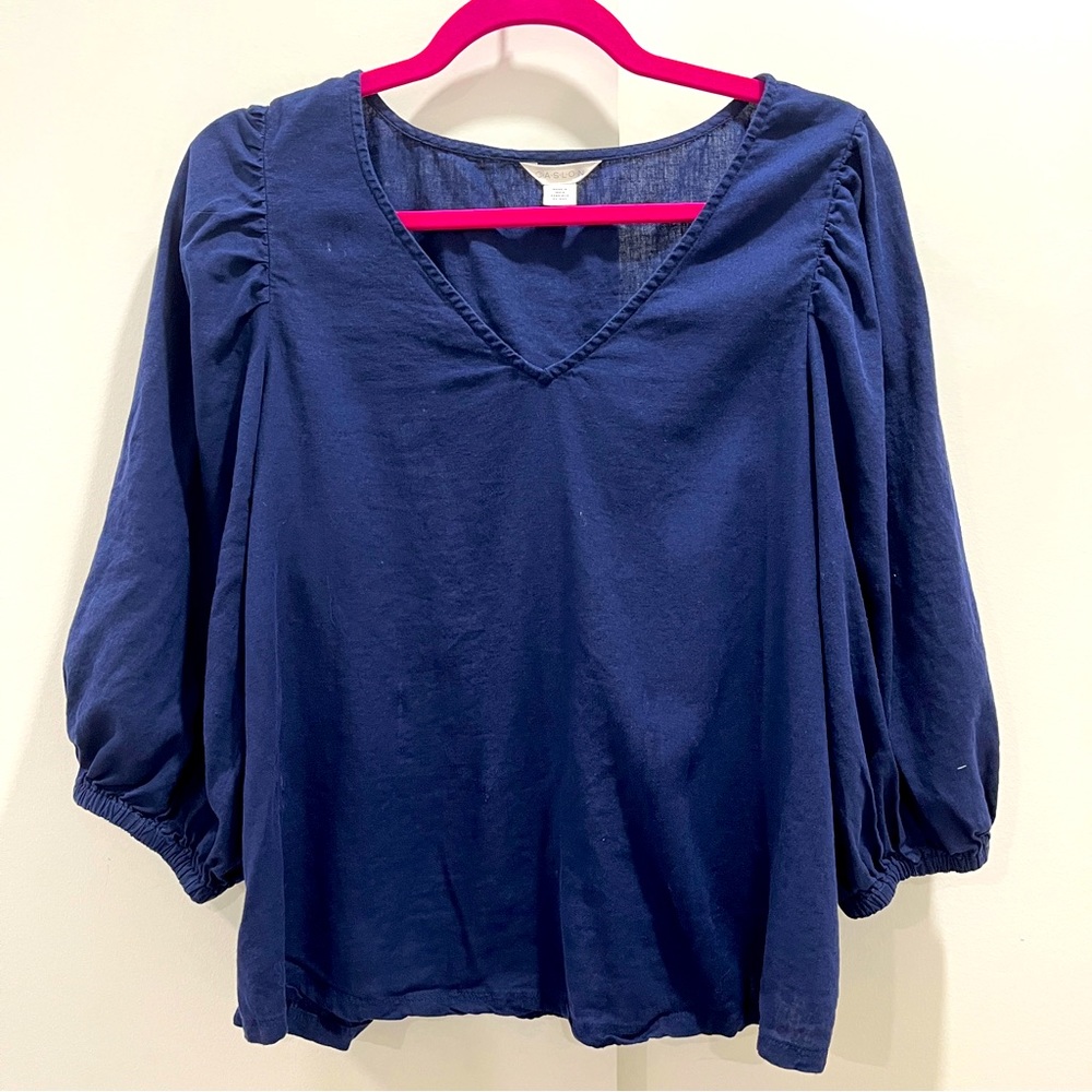 Caslon Poplin blouse size M navy blue